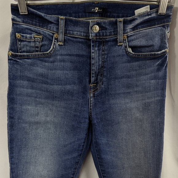 7 For All Mankind High Rise Raw Hem Boot Cut Jeans Sz 28 - Picture 2 of 13